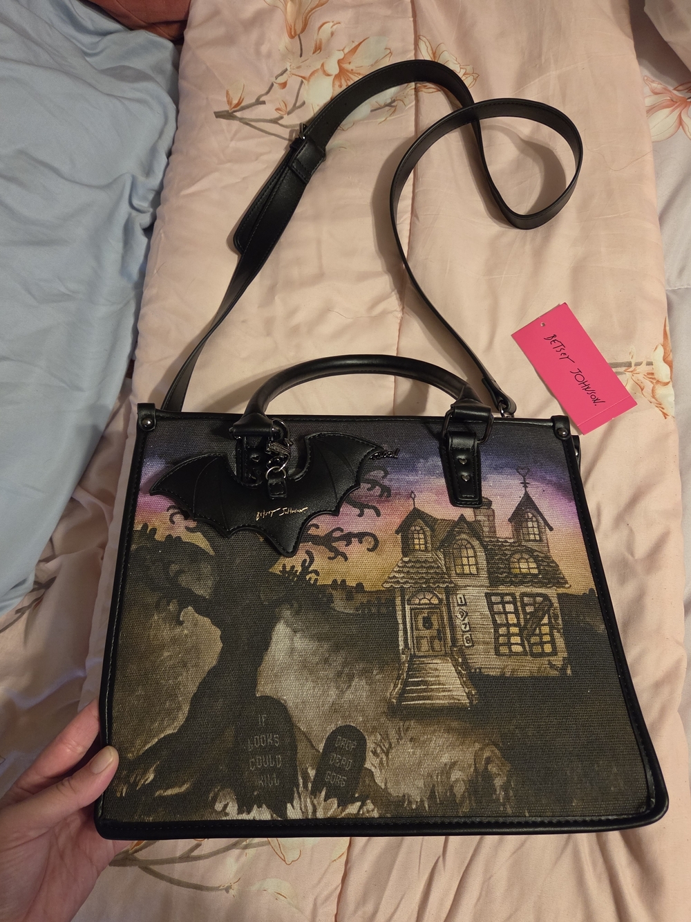 Betsey Johnson Black Haunted House Satchel